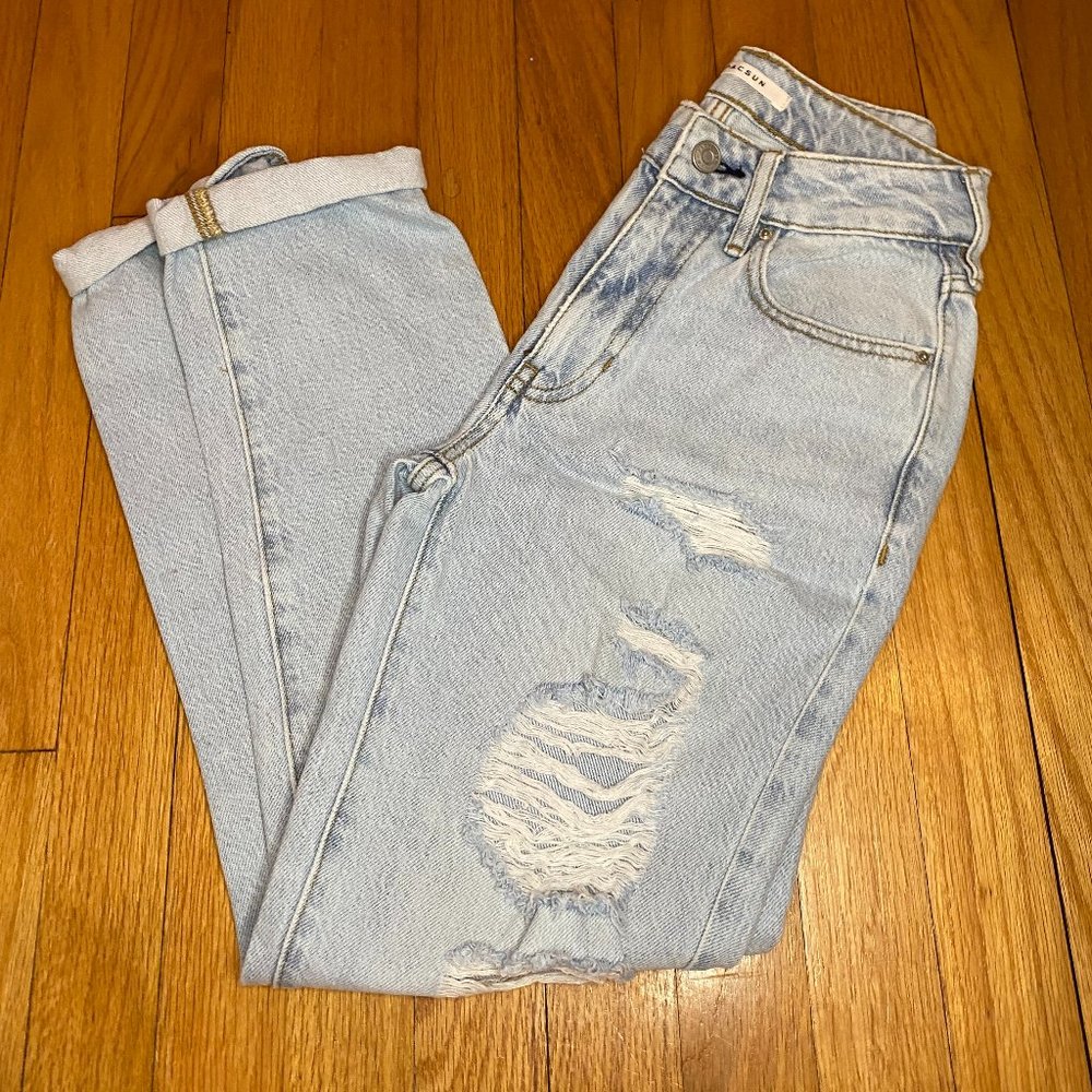 ripped denim mom jeans pacsun